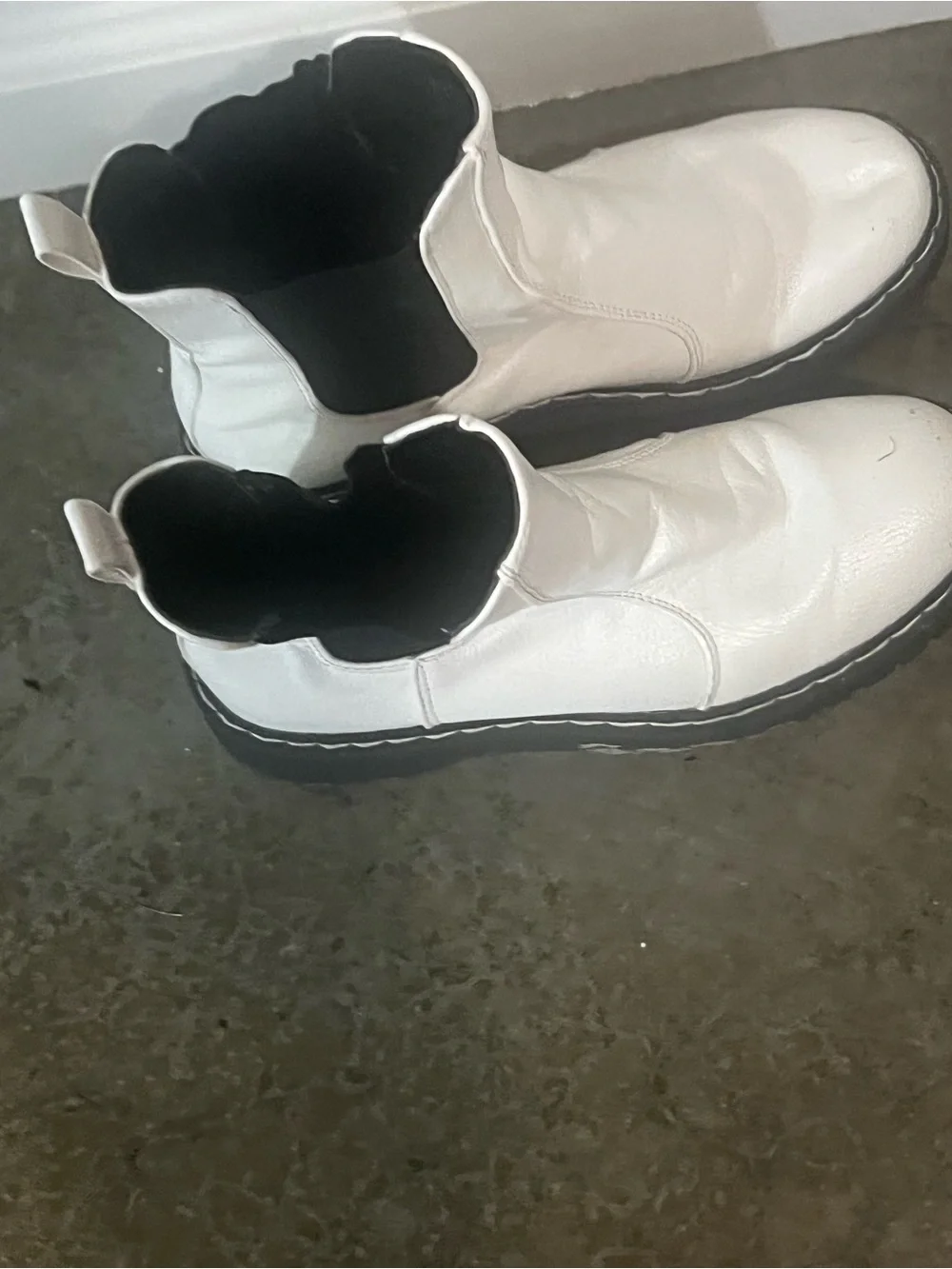 Women’s White Chelsea Boots with Black Interior